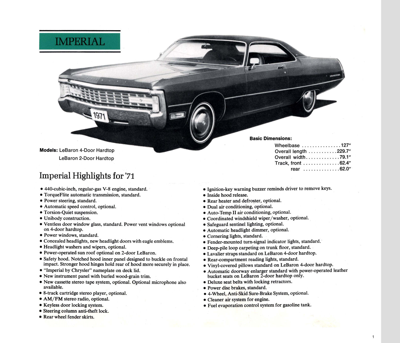 1971 Chrysler Features Brochure Page 5